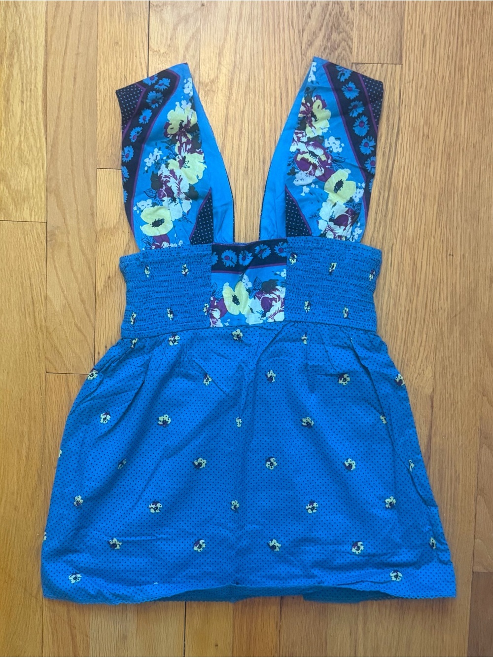 Free People Mixed Print Smocked Tank Top